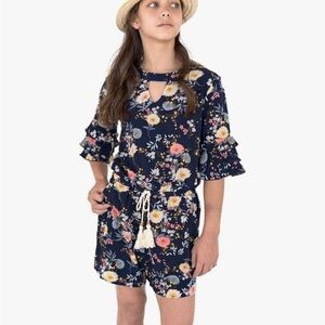 Smukke by A2J Girls Floral Ruffle Sleeve Romper